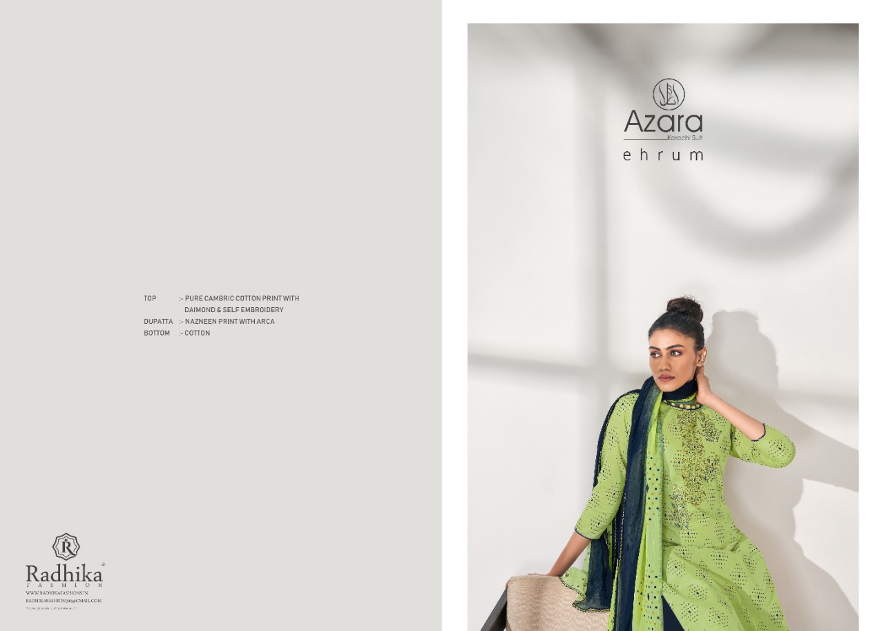 Azara Ehrum Series 2001-2008 Pure Cambric Cotton Prints Embroidery Suit