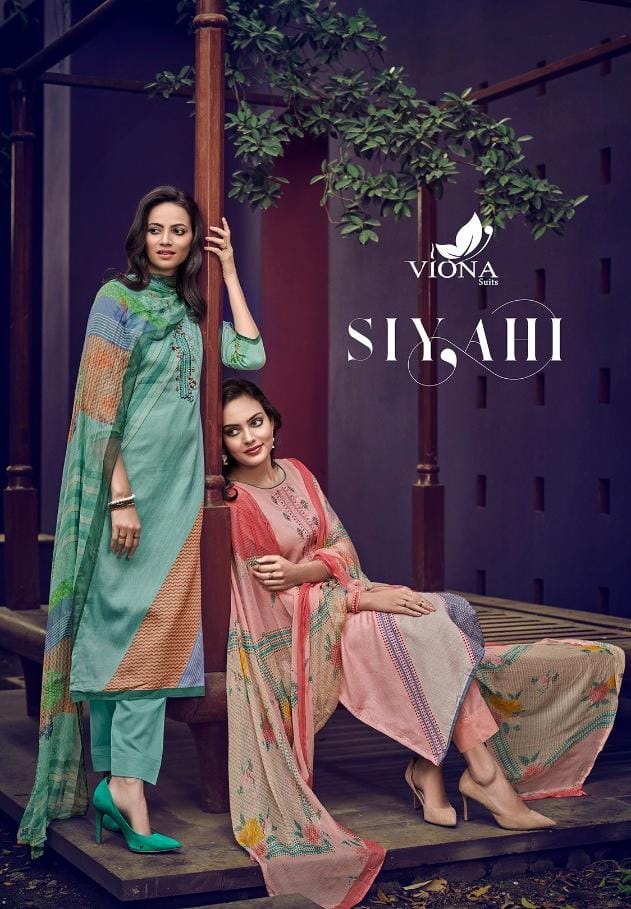 Viona Siyahi Series 1001 Pure Superior Cotton Printed Embroidery Suit