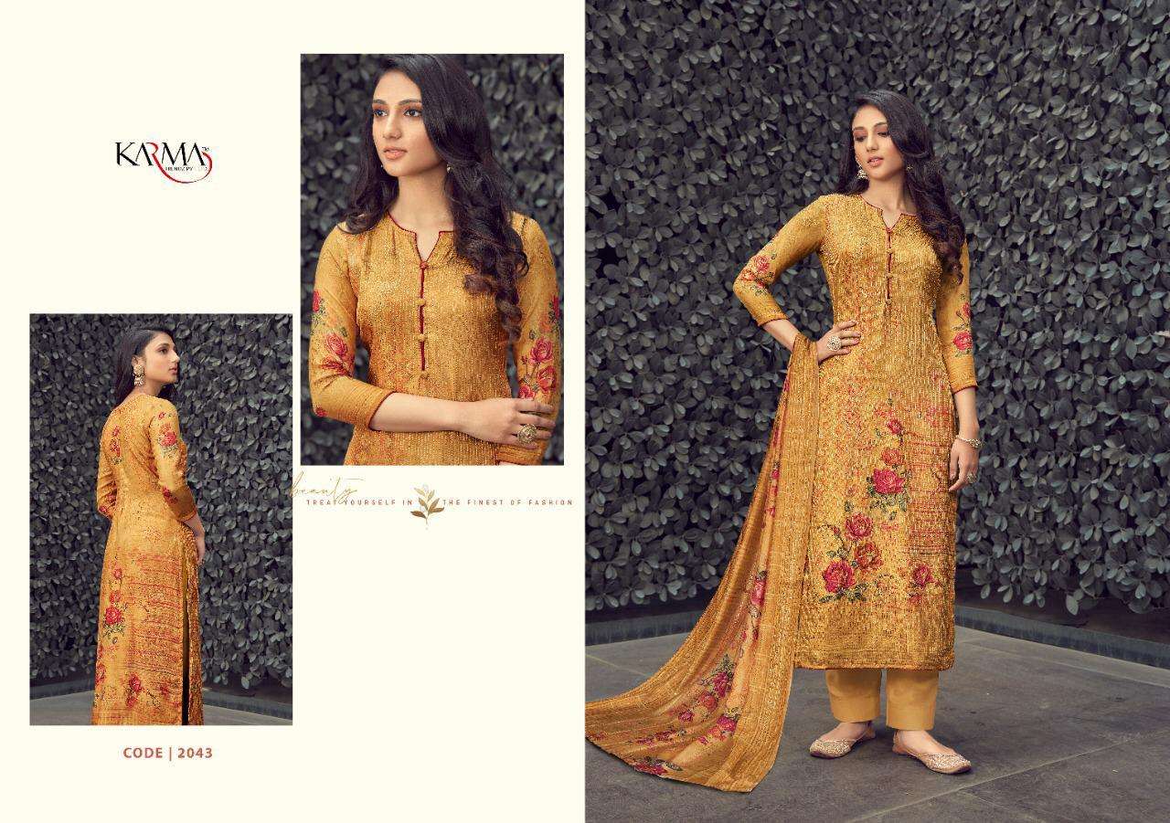 Riwaaz Vol-3 By Karma Trendz 2043 To 2049 Series Pure Muslin Digital Print With Embroidery Suit