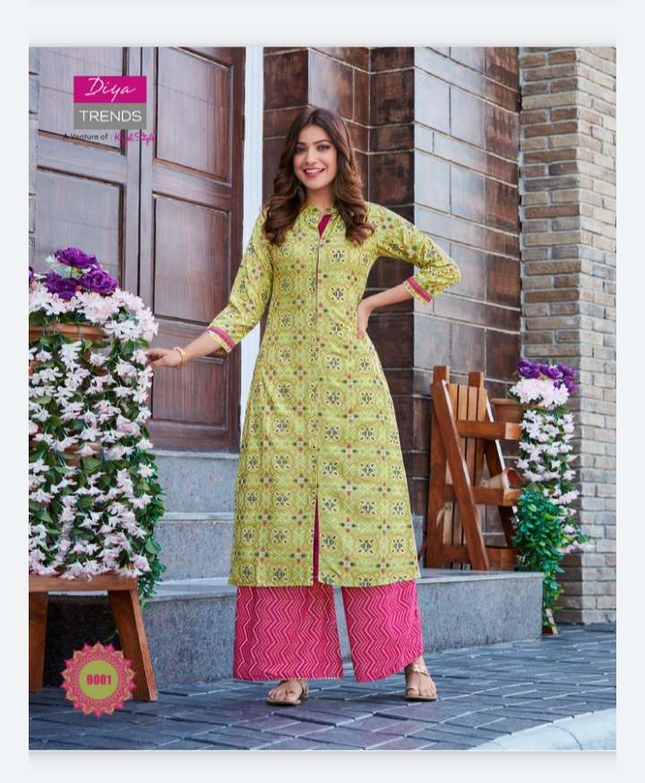 Diya Trendz Bibas Vol-9 Series 9001-9014 Rayon Kurti With Bottom