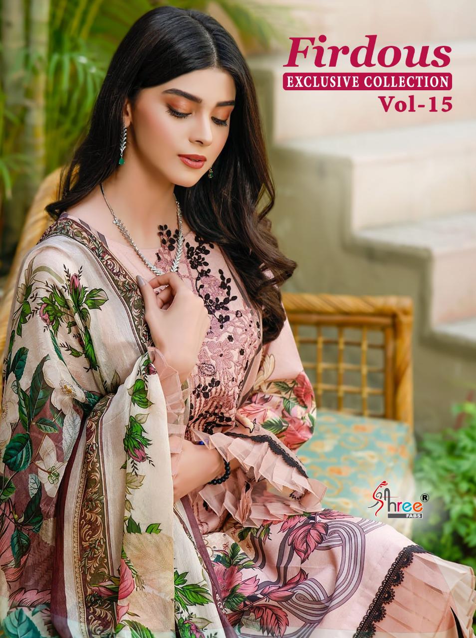 Shree Fab Firdous Exclusive Collection Vol-15 Pure Lawn Print With Exclusive Heavy Embroidery Patch Suit