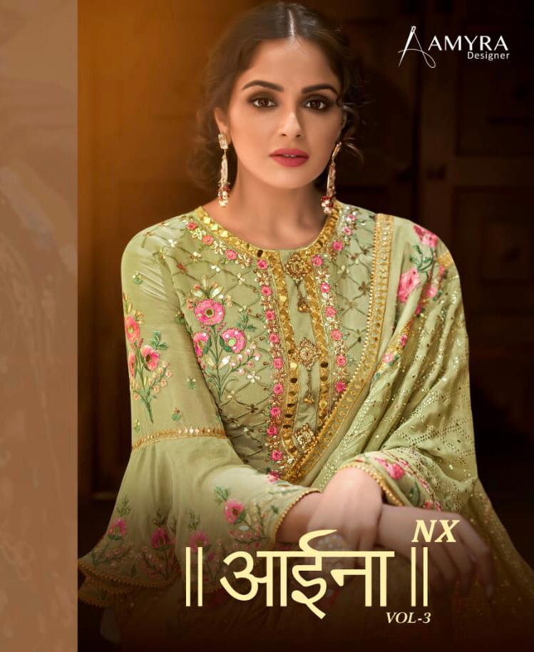 Amyra Designer Aaina Vol-3 Nx Pure Viscose Chinon With Heavy Embroidery Suit