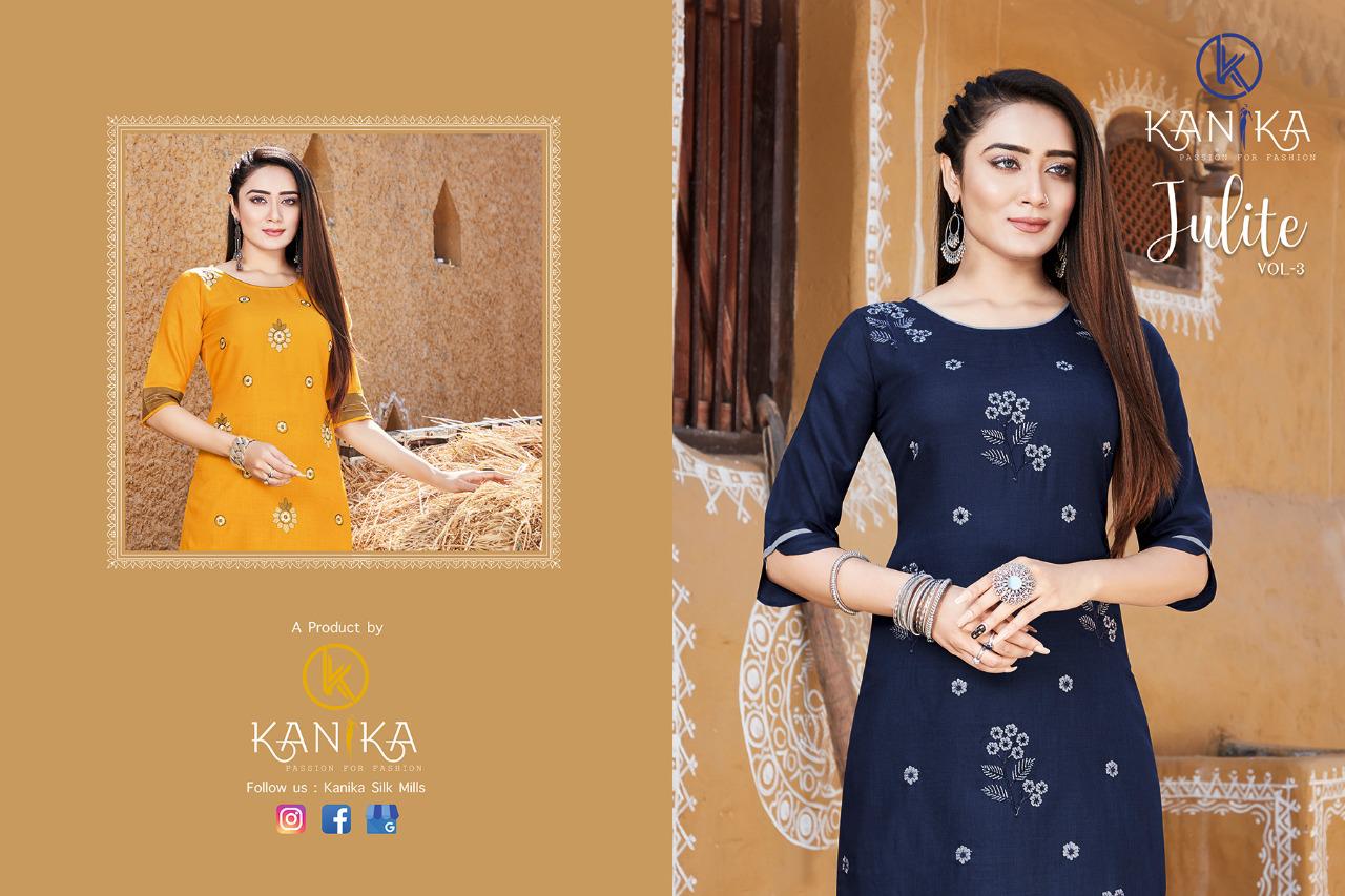 Kanika Julite Two Tone Rubby Silk With Embroidery Work Kurti With Pant
