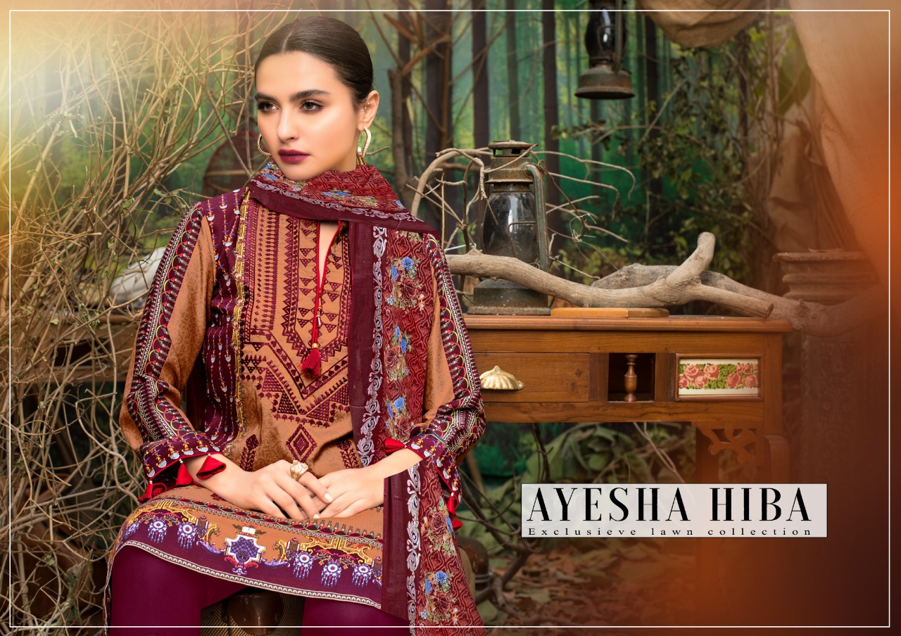 Ayesha Hiba Lawn Collection Heavy Lawn Cotton Print Suit