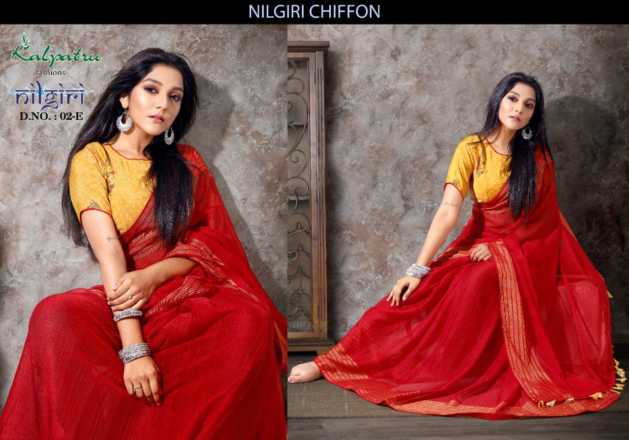 Kalpatru Nilgri Series 02 Printed Chiffon Rich Look Saree