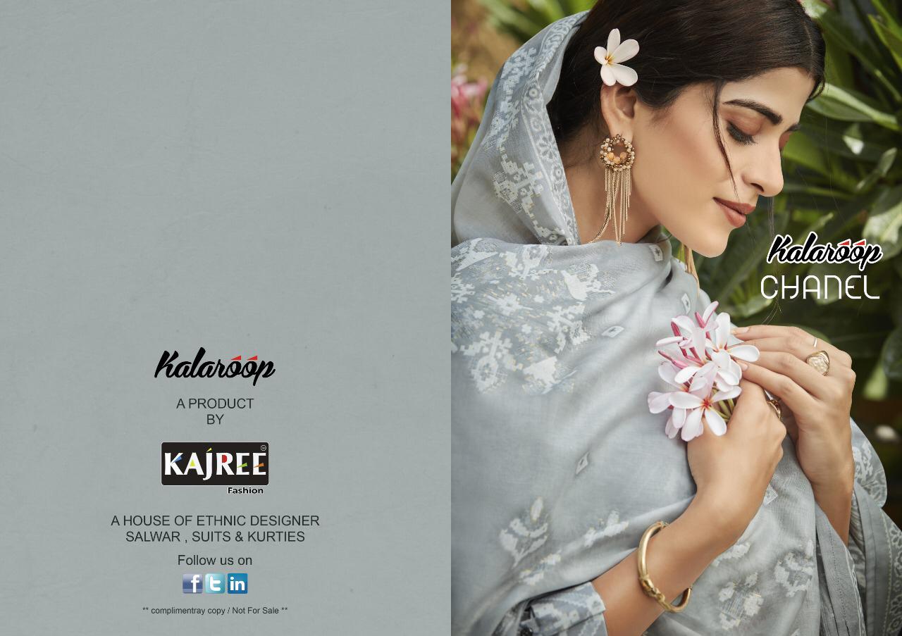 Kalaroop Chanel Cambric Cotton With Foil Print And Neck Work Suit