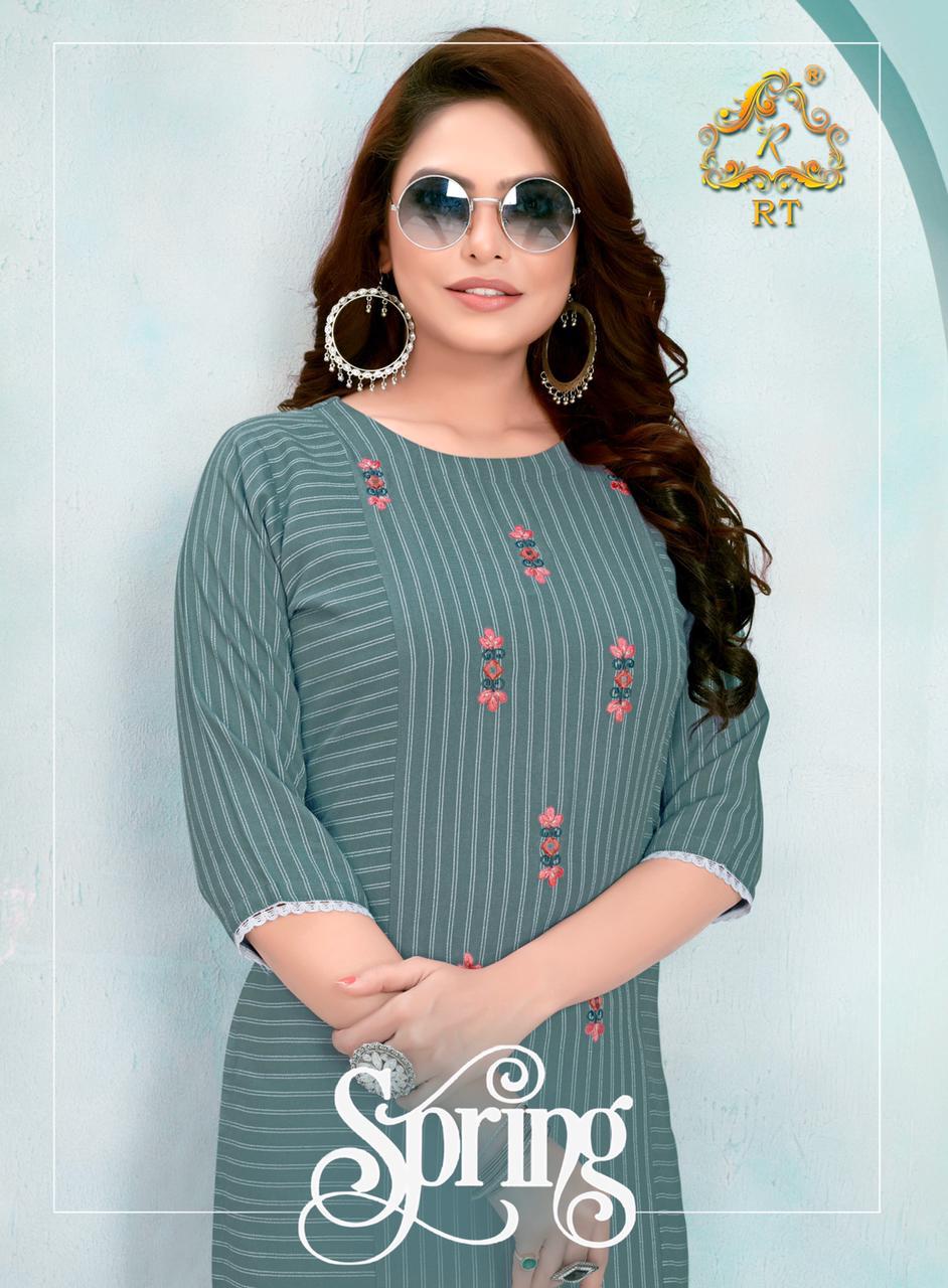 Rijiya Trendz Spring Viscose Rayon Lining Kurti With Bottom