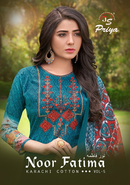 Js Priya Noor Fatima Vol-5 Series 5001-5010 Pure Cotton Suit