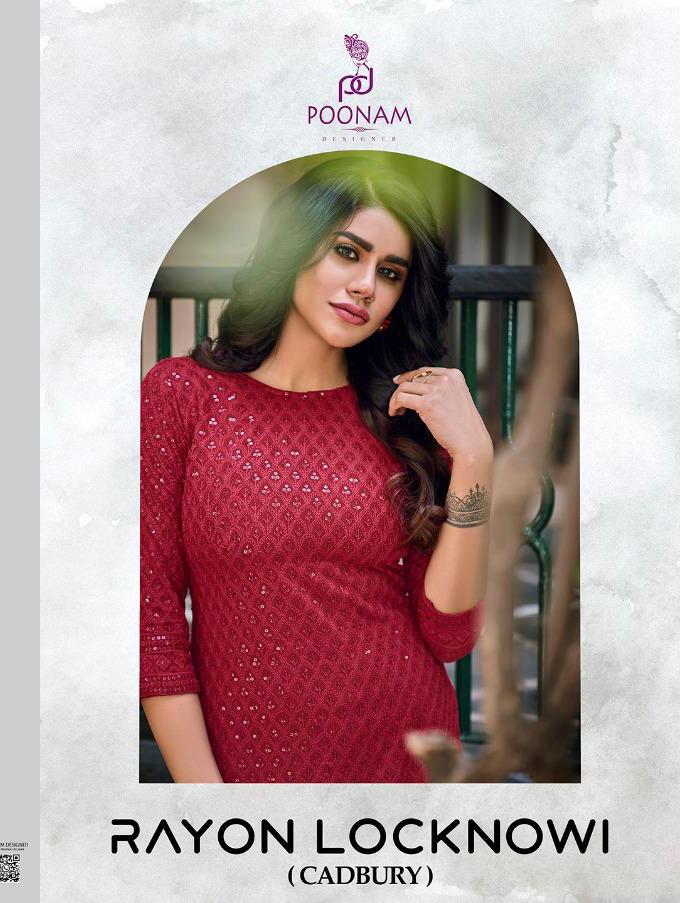 Poonam Designer Rayon Lucknowi 501-504 Pure Rayon Chikan Work Kurti