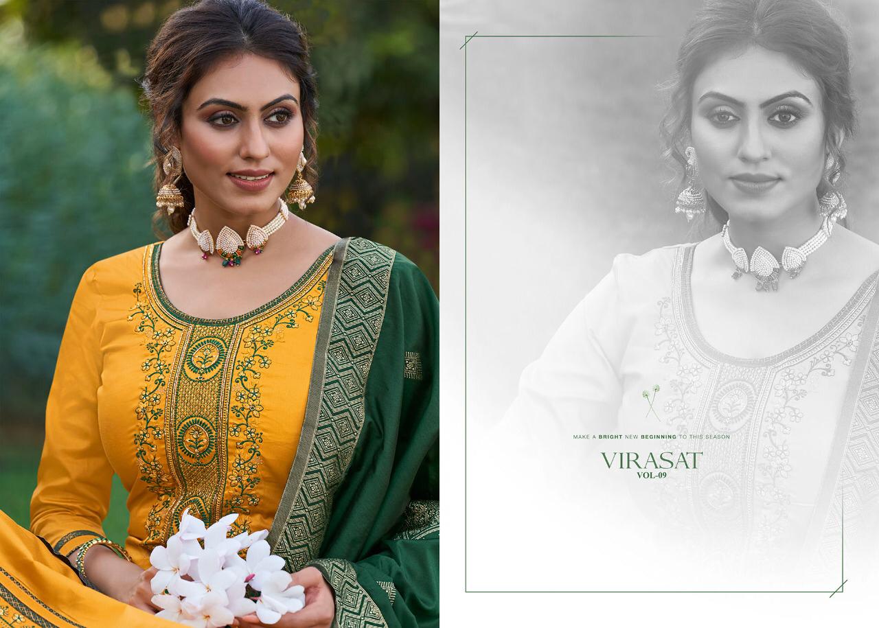 Kessi Fabrics Virasat Vol-9 Series 5911-5918 Jam Silk With Khatli Work Suit