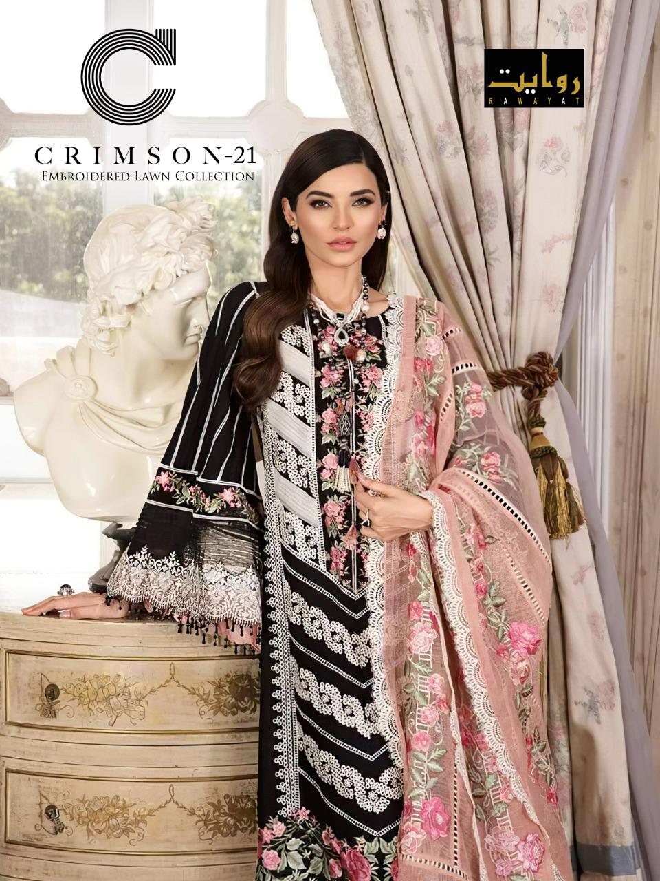 Rawayat Crimson Lawn Collection 2021 Series 009-010 Pure Cotton Suit