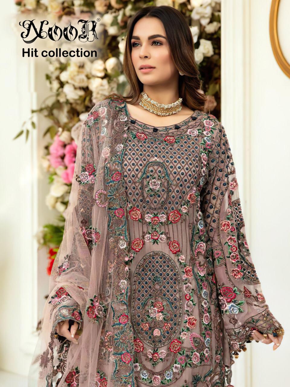 Noor Hit Collection 333 Net Embroidery With Hand Work Suit