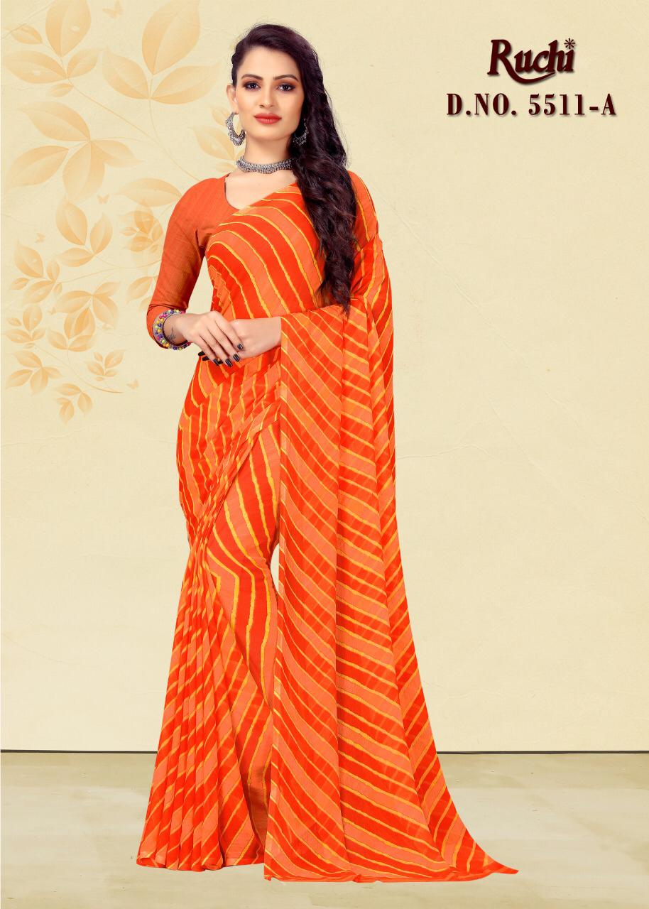 Ruchi Saree Kesariya Chiffon D No 5511 Chiffon Saree