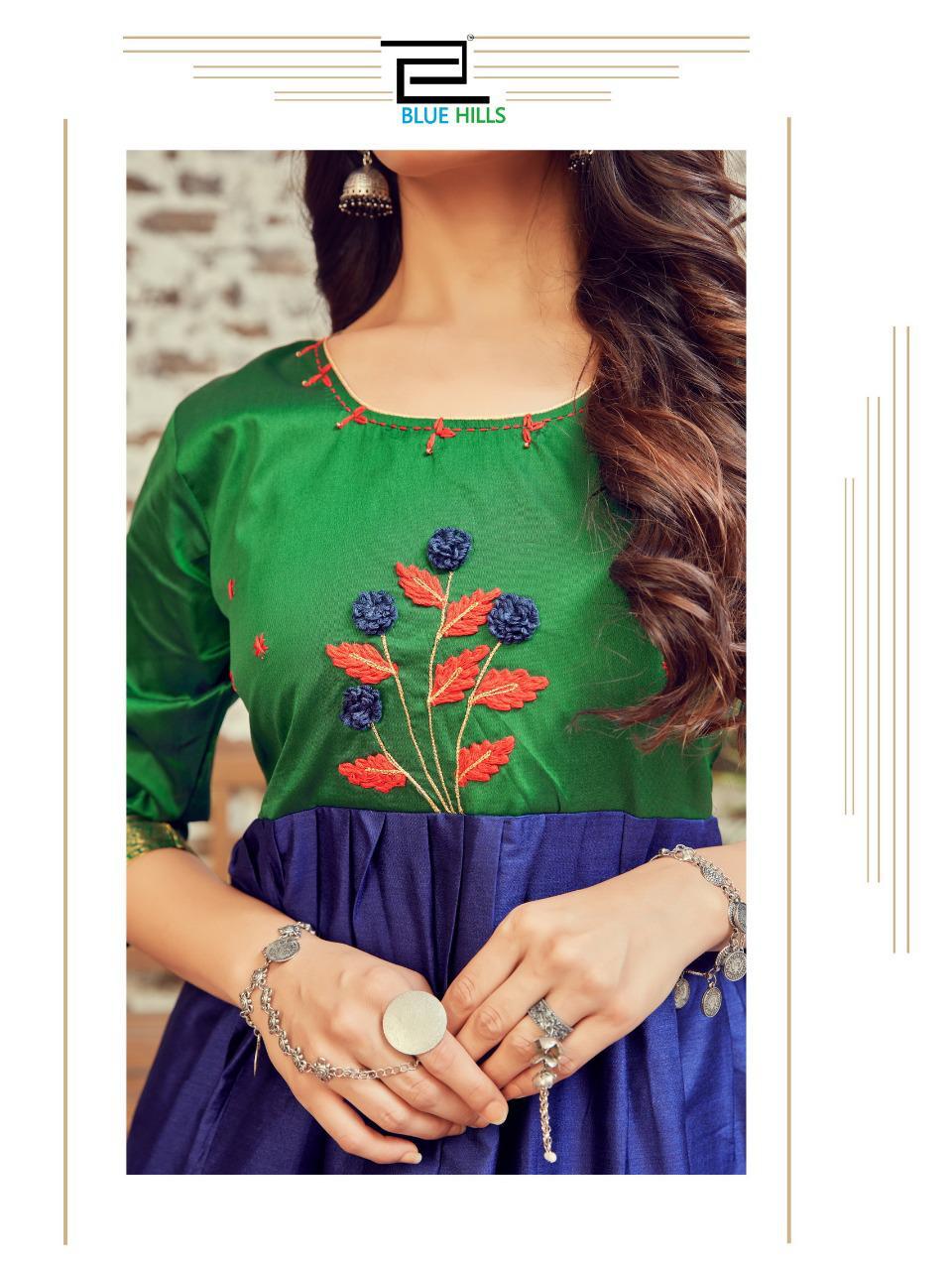 Blue Hills Silk Bubly Vol-1 Series 101-106 Silk Jacquard Hand Work Kurti