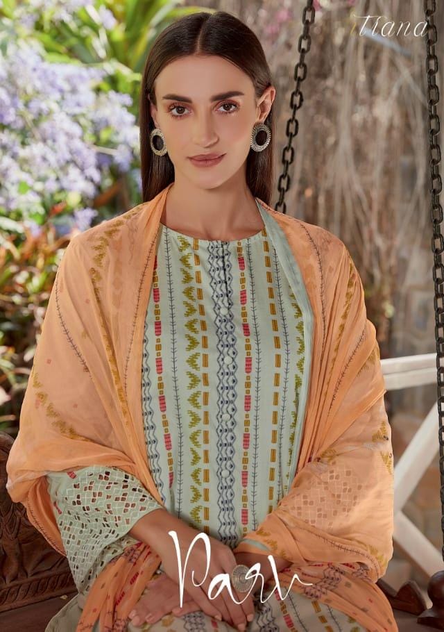 Itrana Parv Cambric Cotton Digital Print With Embroidered Sleeves Suit