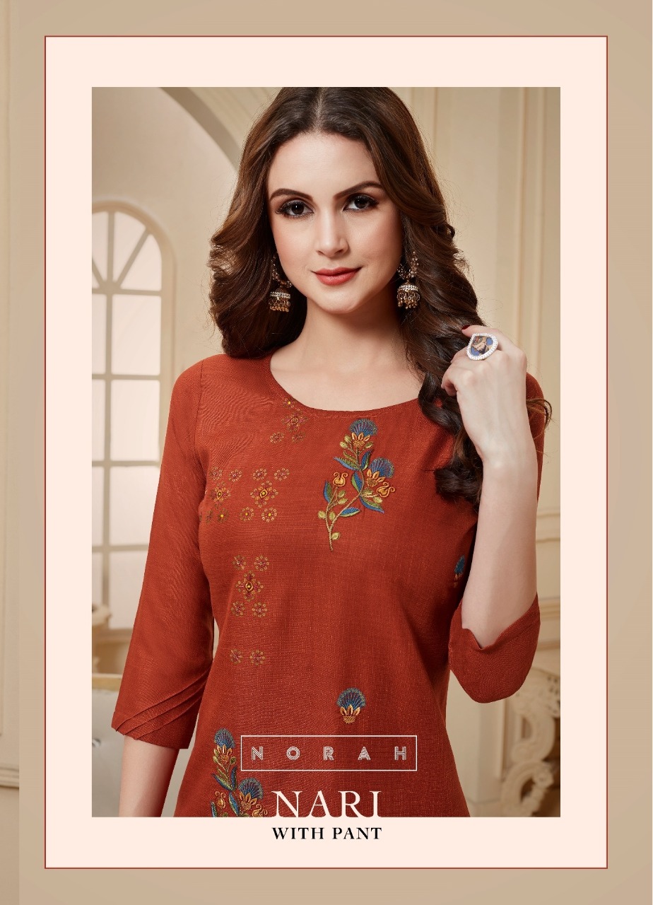 Tunic House Nari Sries 2032-2037 Sluby Cotton Wwith Embroidery Kurti