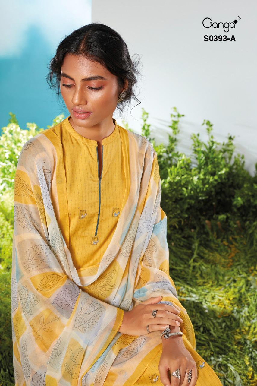 Ganga Deeba-393 Premium Cotton Printed With Embroidery Suit