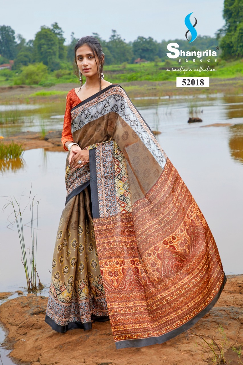 Shangrila Rashmi Series 52013-52018 Satin Georgette Digital Print Saree