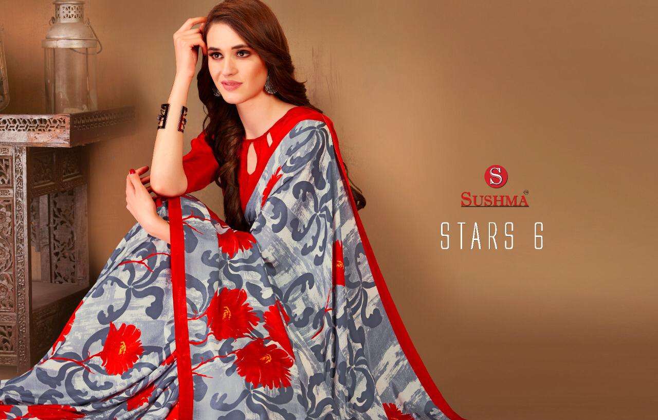 Sushma Stars Vol-6 Series 5201-5709 Crape Printed Saree