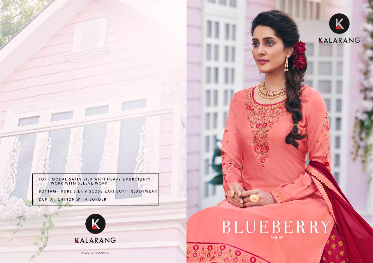 Kalarang Blue Berry Vol-5 Modal Satin Silk Suit