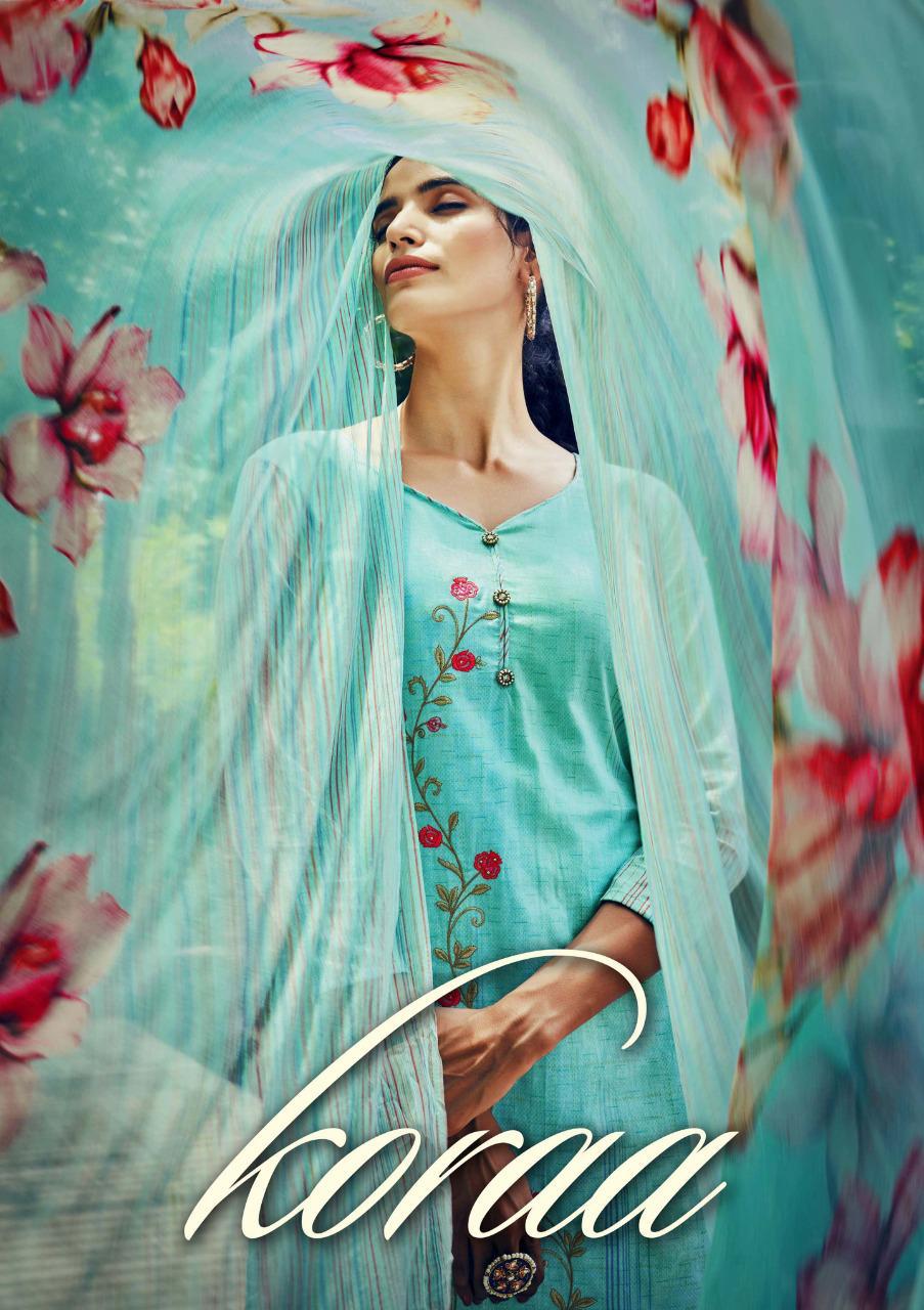 Sargam Prints Koraa Pure Cotton Prints With Embroidery Work Suit