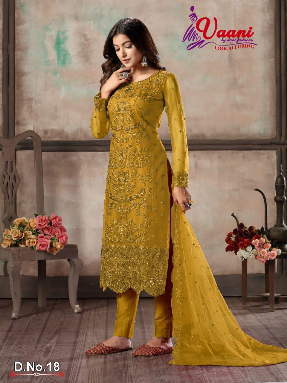 Dani Fashion Vaani Vol-1 Series 11-18 Net With Heavy Sequence Work Suit