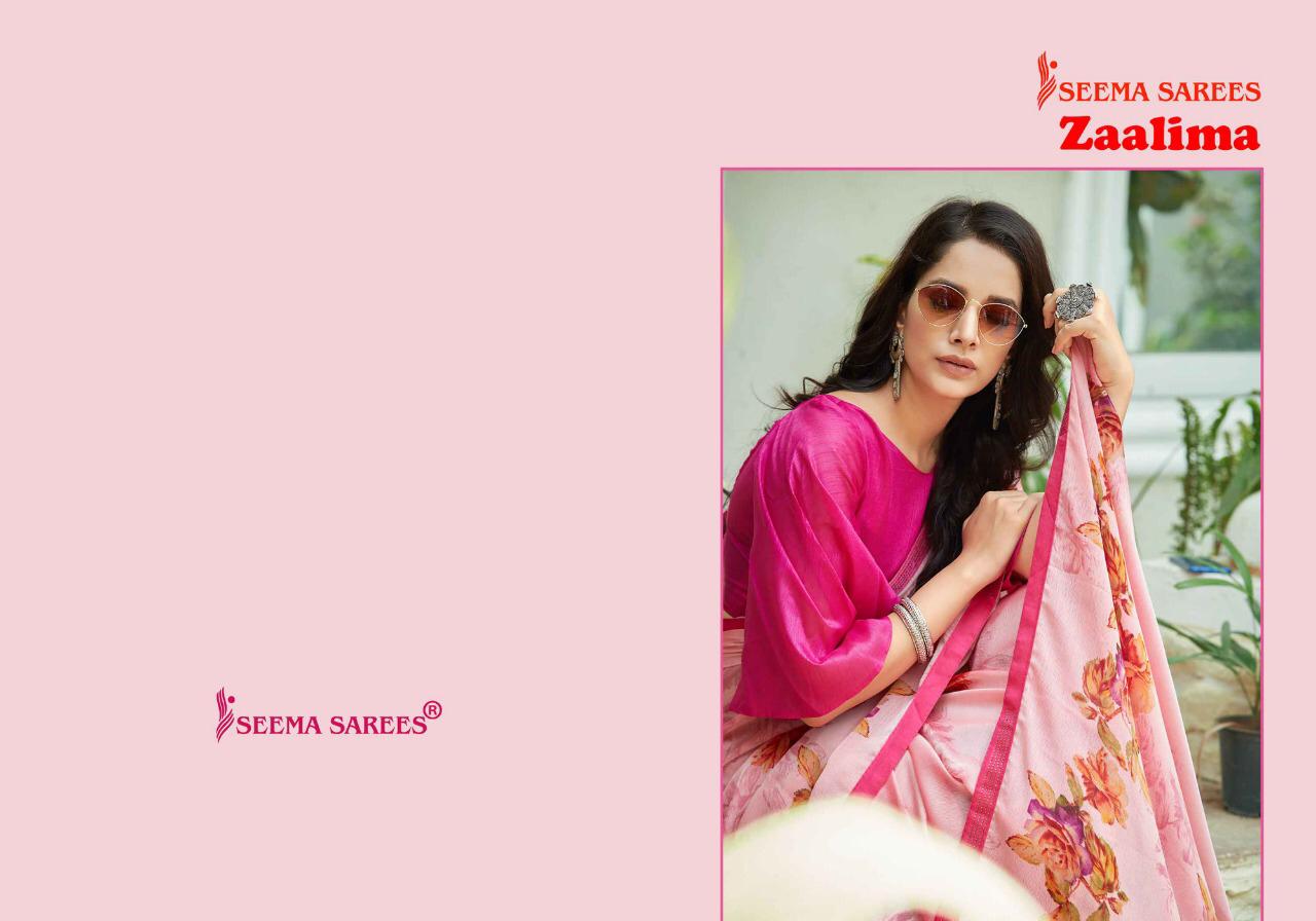 Seema Sarees Zaalima Series 6001-6008 Pxc Moss Chiffon Saree