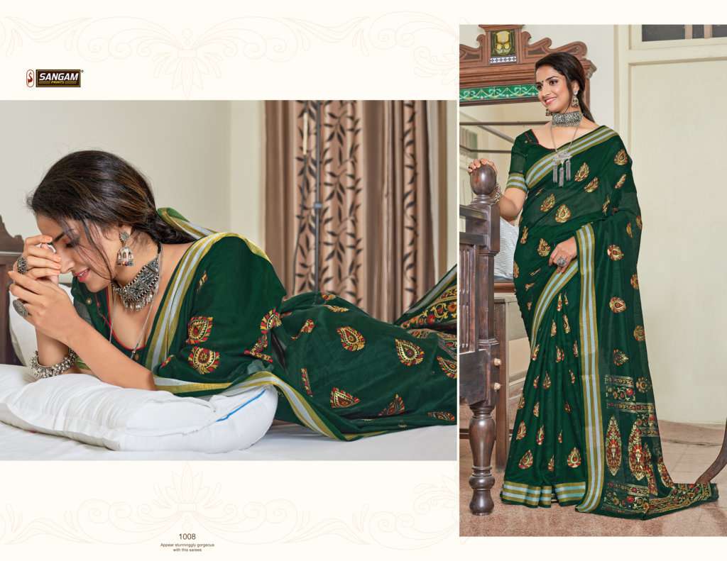 Sangam Prints Resham Dori Vol-2 Fancy Chanderi Printed Saris Wholesale