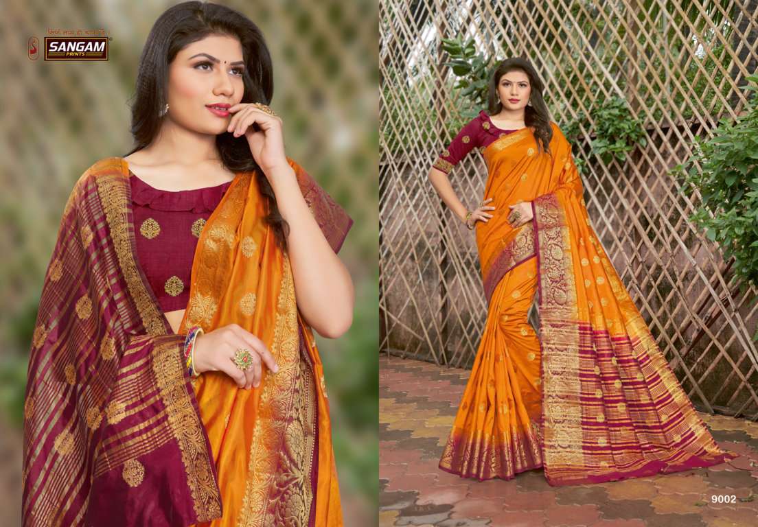 Sangam Prints Malvika Silk Designer Silk Zari Weaving Saris Wholesaler