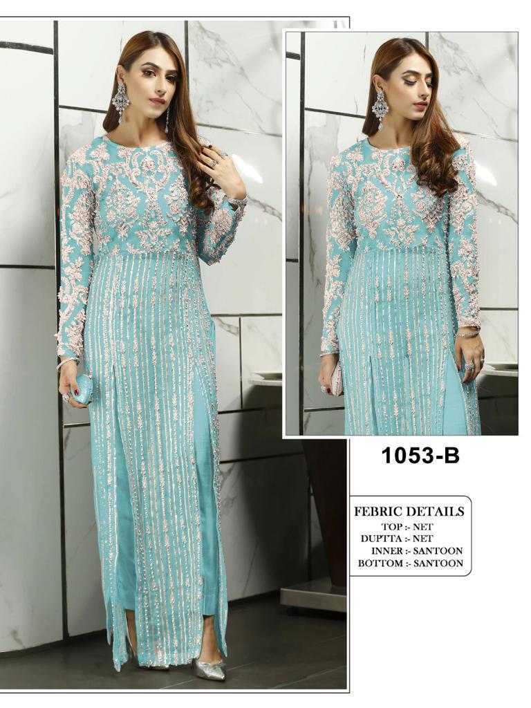 1053 Kf Desinger Heavy Net With Embroidery Work Suit