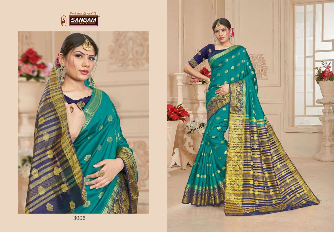 Sangam Prints Natasha Series 3001-3006 Silk Zari Weaving Saree