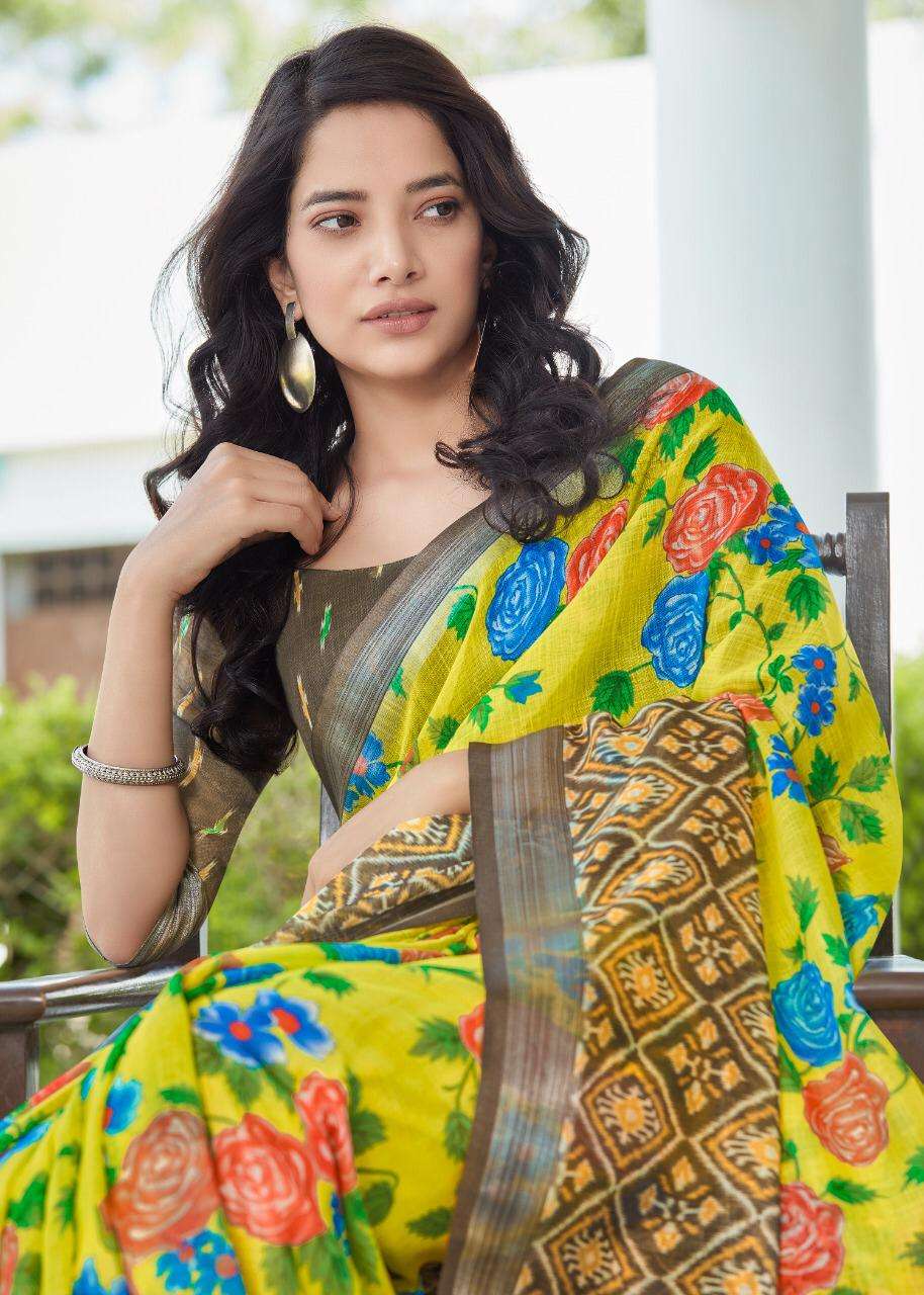 Shvetambar Creation Floral Delicious Series 01-12 Linen Saree