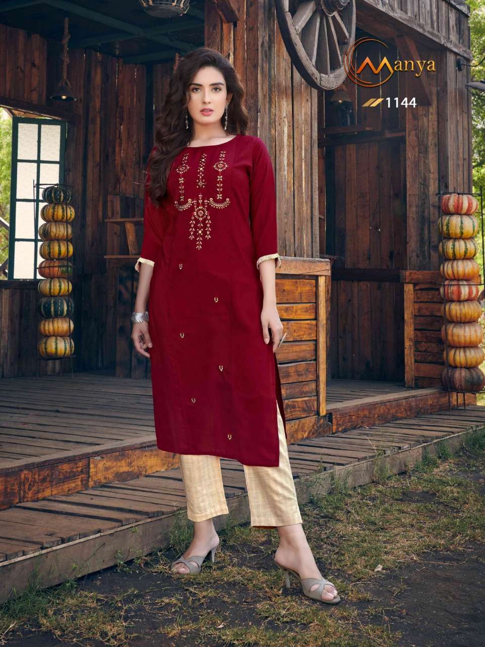 Mansi Fashion Glory Series 1141-1146 Rayon Cotton Kurti With Bottom Pair