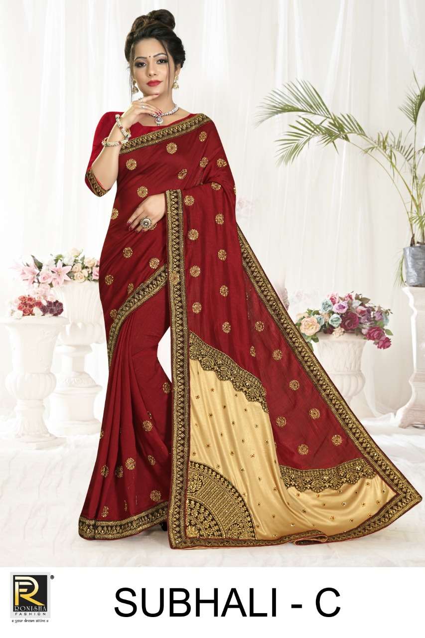 Ranjna Saree Subhali Embroidery Worked Heavy Diamond Work Saree