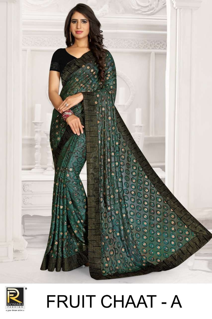 Ranjna Saree Fruit Chaat Siroski Border Heavy Diamond Work Saree