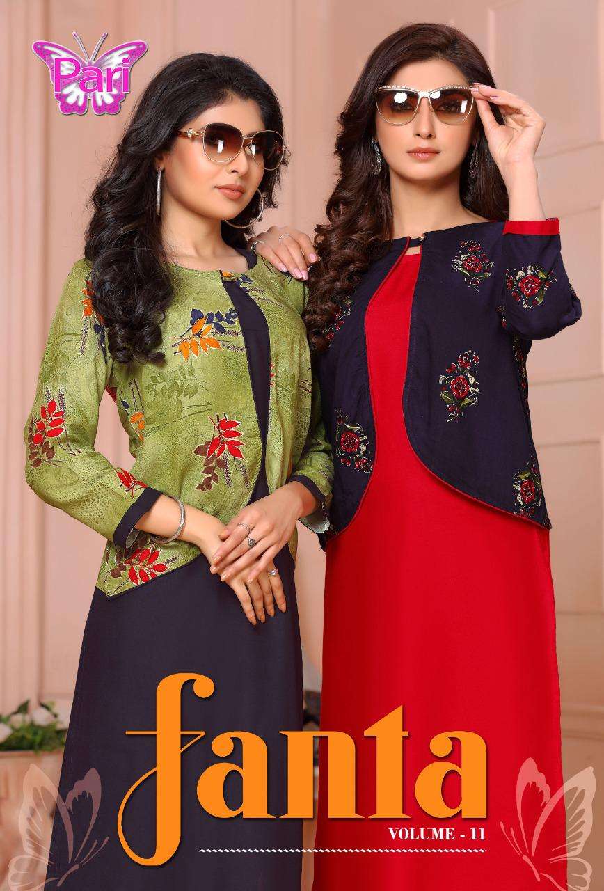 Pari Fanta11 Series 11001-11008 Heavy Rayon Kurti Catalog