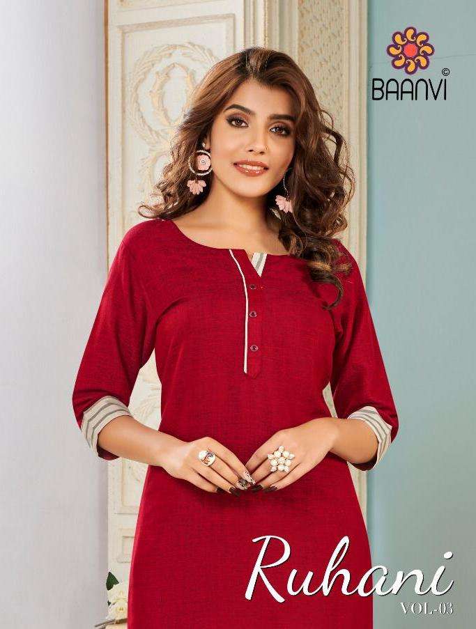 Baanvi Ruhani Vol-3 Series 301-308 Rayon Daily Wear Ladies Kurti