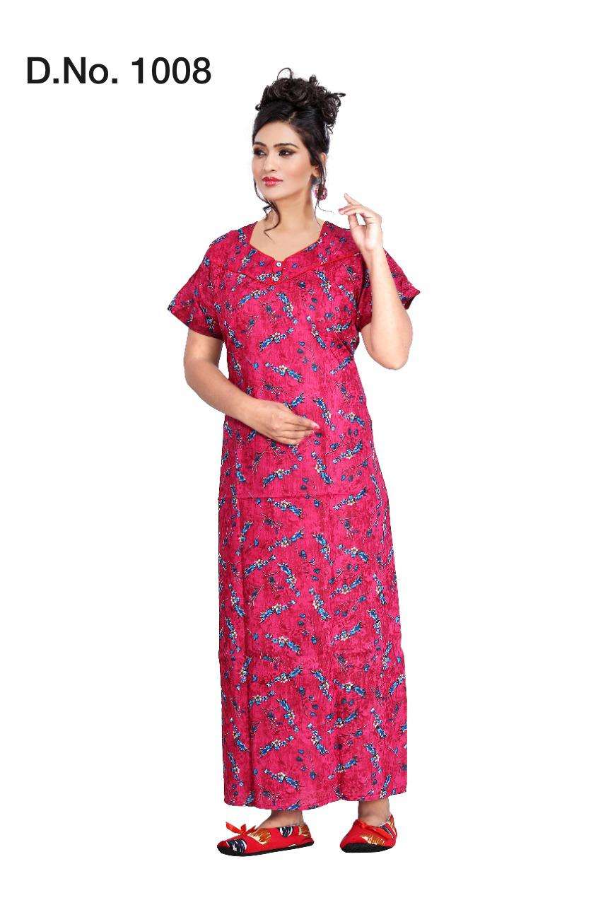 Ft D.no. 1008 By Fashion Talk Heavy Pure Cotton Women Nighty Gown