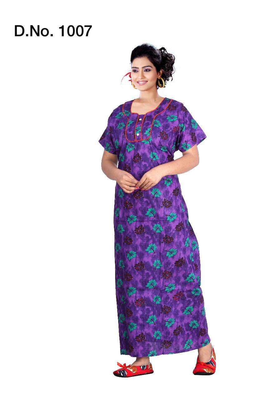 Ft D.no. 1007 By Fashion Talk Heavy Pure Cotton Nighty Gown