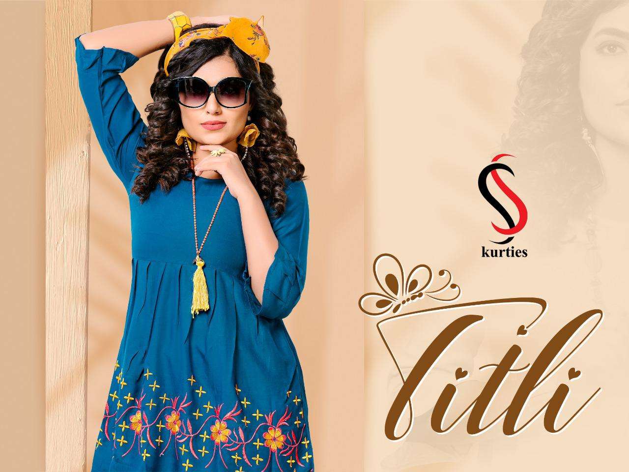 Titli By Ss Kurtis Heavy Rayon With Work Short Top Catalog