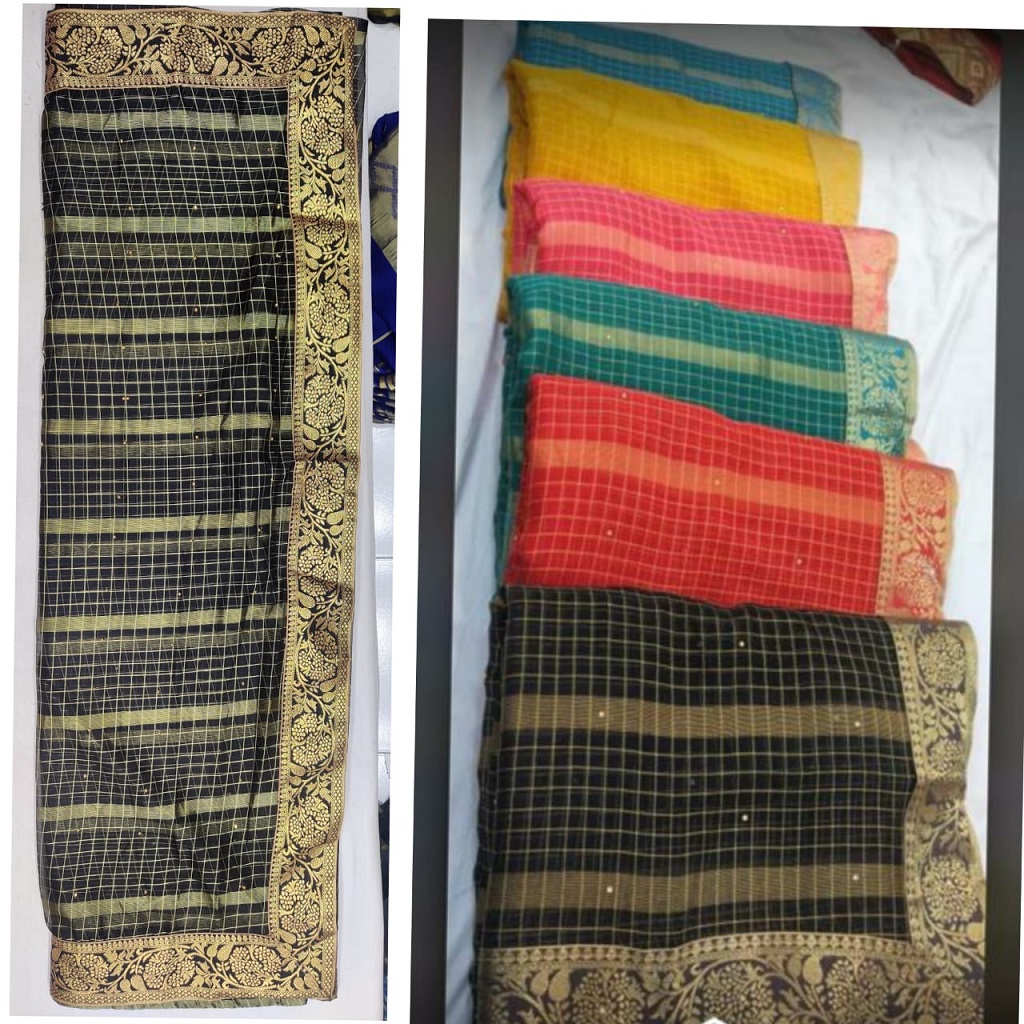 Mayra Saree Chocobite-2 40-40 Shiffon Fabric With Fancy Border And Diamonds Saree