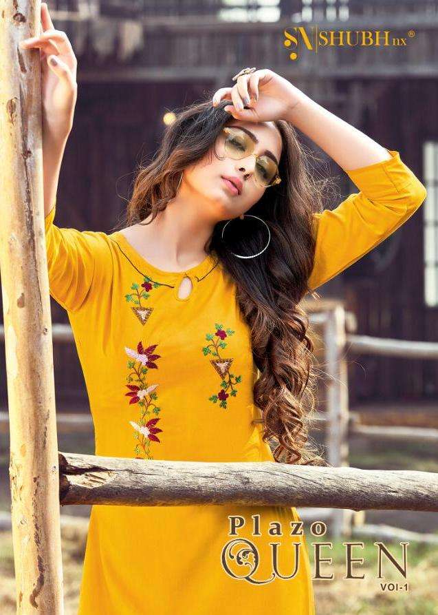 Plazo Queen By Shubh Nx Rayon Embroidery Casual Kurti With Plazzo
