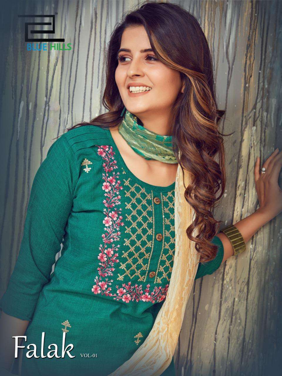 Falak By Blue Hills Rayon Readymade Suit Online Supplier