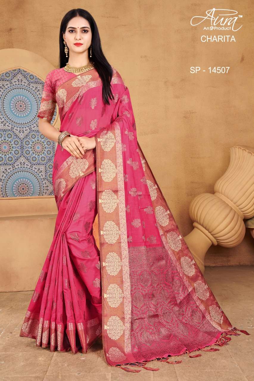 Charita By Aura Sarees Cotton Rich Look Designer Saris