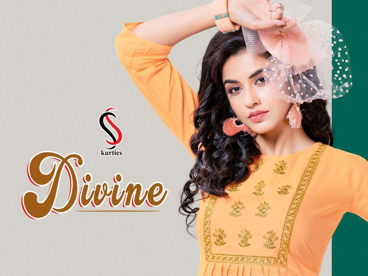 Divine By Ss Kurtis Heavy Rayon Embroidery Short Top