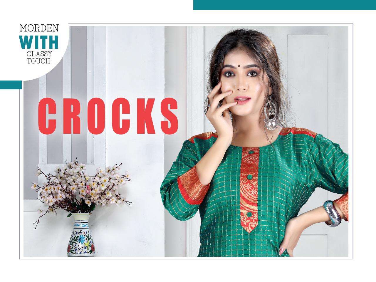 Crocks By Trendy Heavy Pattu With Inner Silk Kurti Catalog