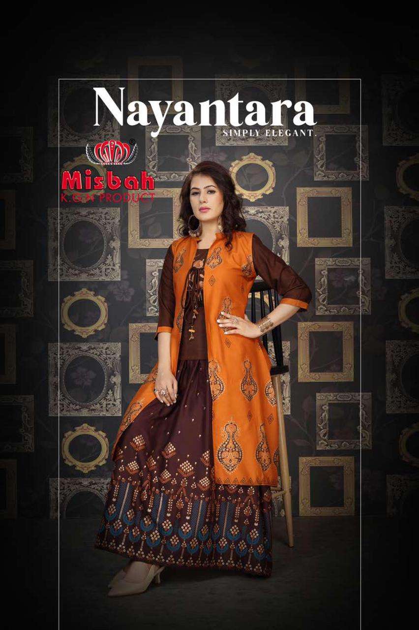 Nayantara By Misbah Heavy Rayon Top Skirt Jacket With Work Catalog