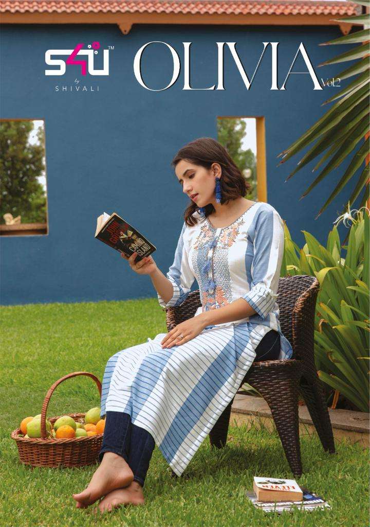 S4u Olivia Vol 2 Premium Rayon Handwork Designer Fancy Kurti