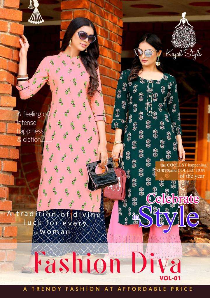 Fashion Diva By Kajal Style Rayon Kurti With Plazzo Pair