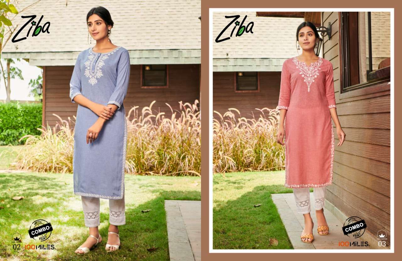 100 Miles Ziba Cotton Linen Kurti With Pant Collection